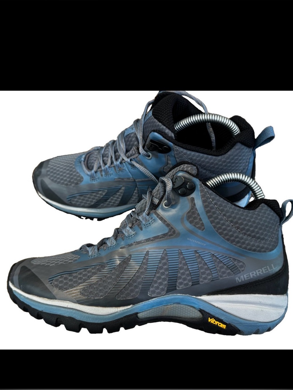 Merrell Siren Edge Waterproof Trail Shoes Gray Blue Women’s Sz 7.5 Vibram Hiking